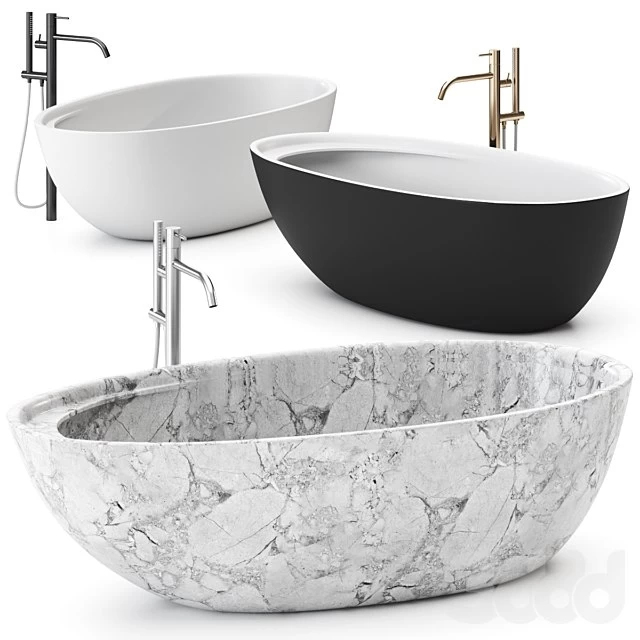 Eclipse Carrara Marble Bathtub by Antonio Lupi Design Washbasin