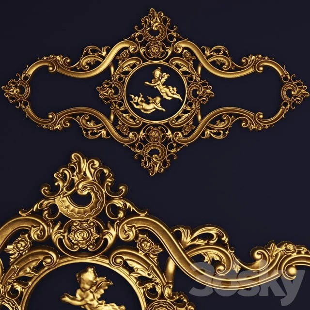 Stucco molding, carving, female, angel.