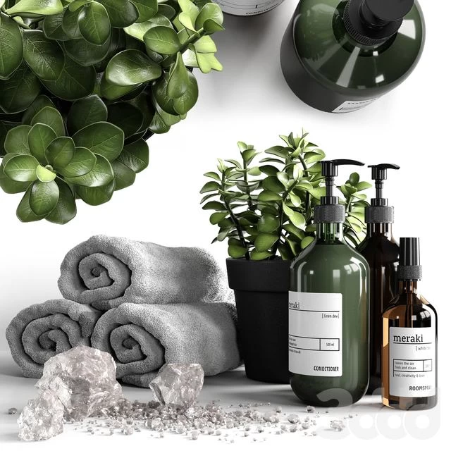 Bathroom decorative set with salt