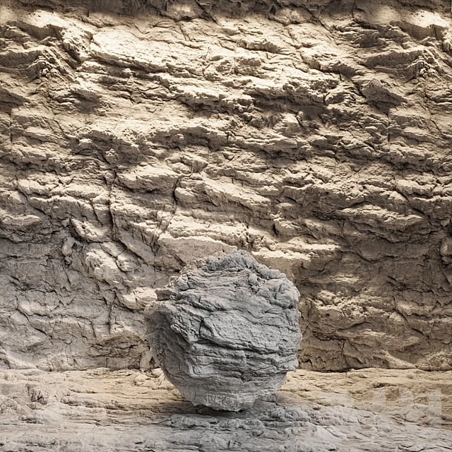 Rock in the interior. Rock material