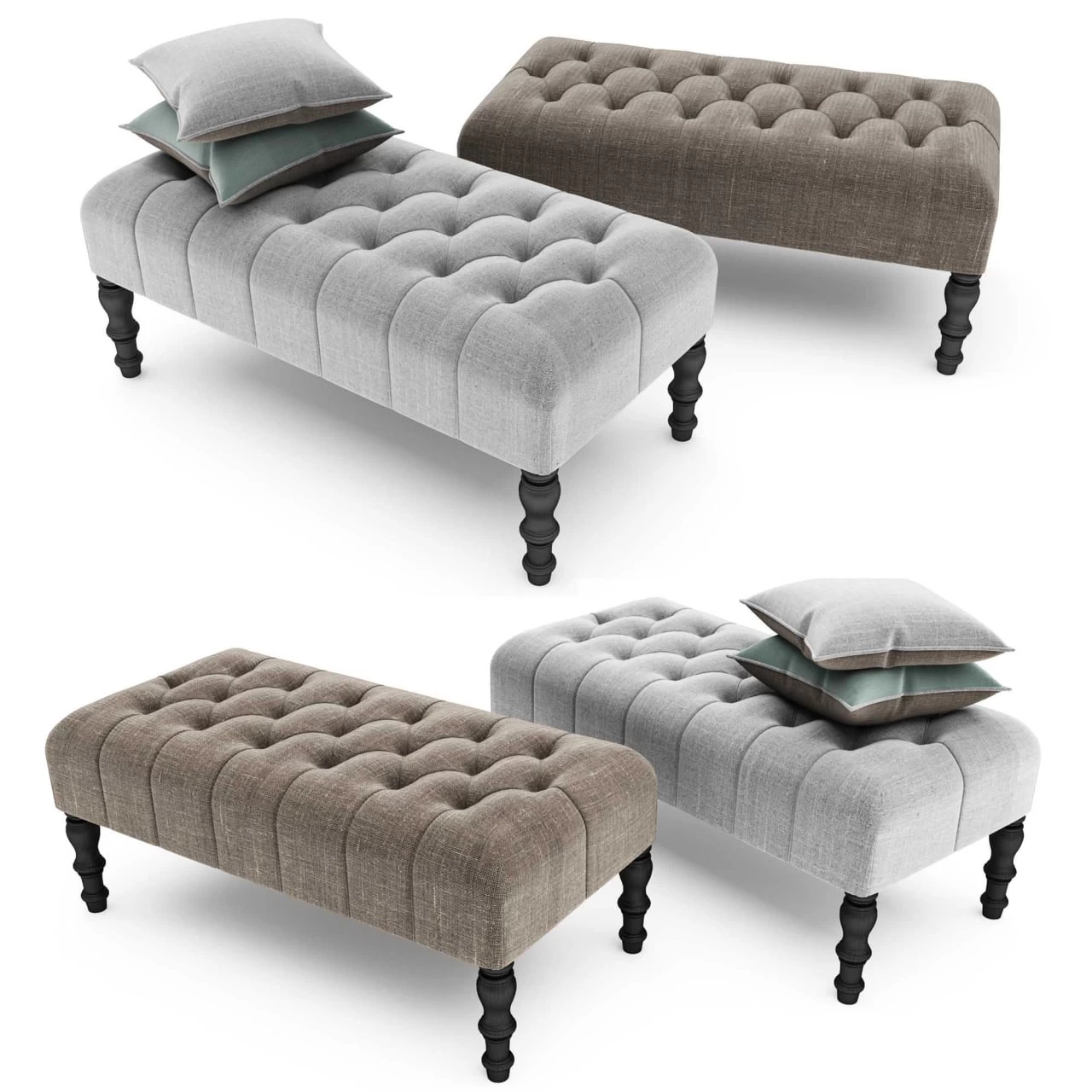 Footstool Upholstered with buttons