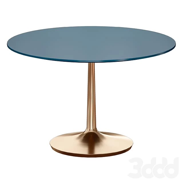 Blue Lacquer Dining Table with Brass Base