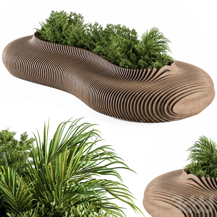 Model Urban Furniture / Parametric Bench with Plants- Set 22