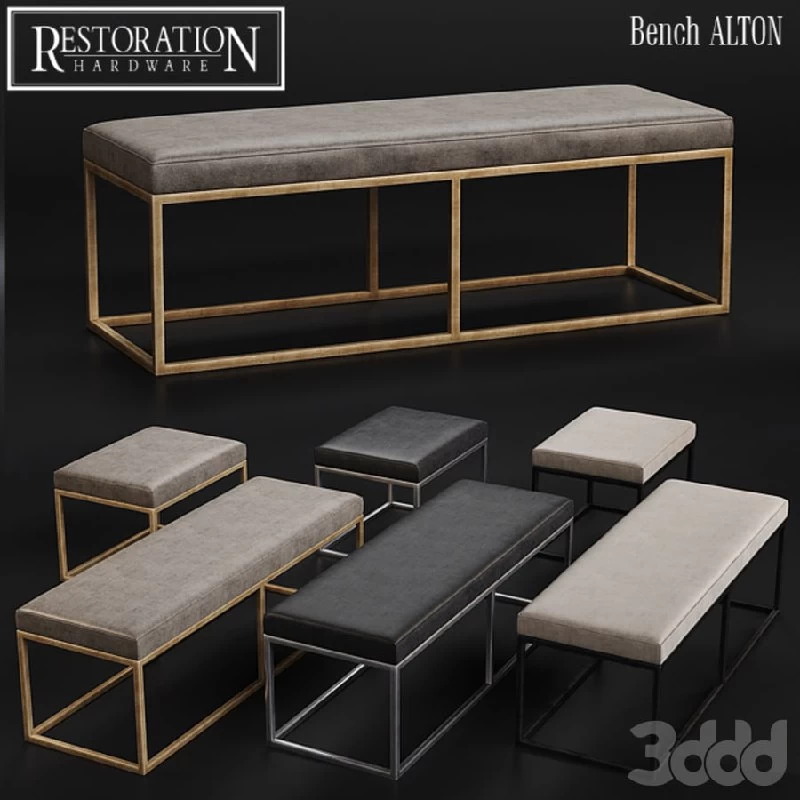 RH Modern Alton Leather Bench