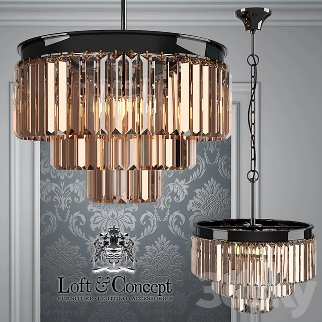 Люстра RH 1920s Odeon Smoke Glass Fringe Chandelier - 3 rings