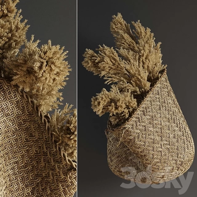Pampas flower in hand basket