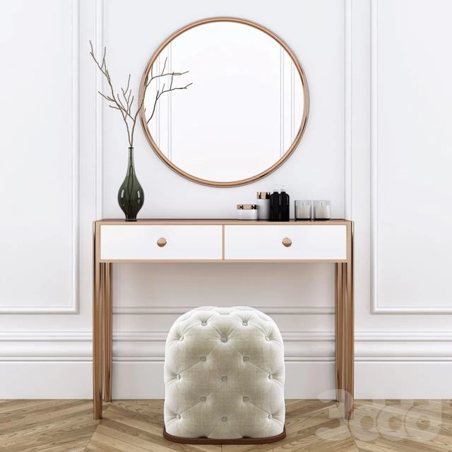 Dressing table with pouf
