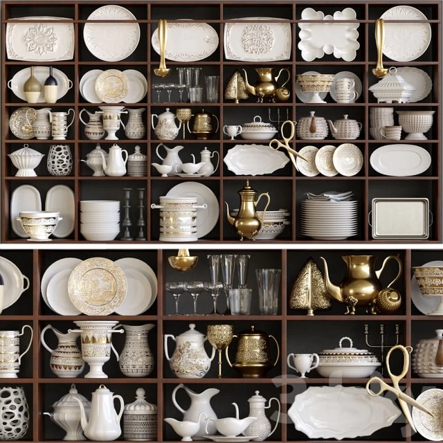 Wardrobe in a classic service. Tableware