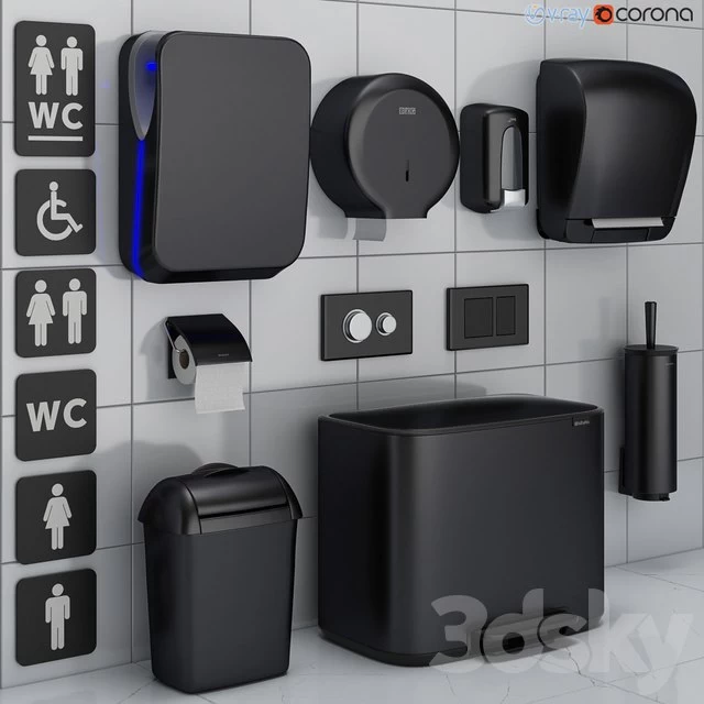 Bathroom accessories set 72 black (Jofel, Brabantia, Satino Black, BXG, Katrin, Viega)