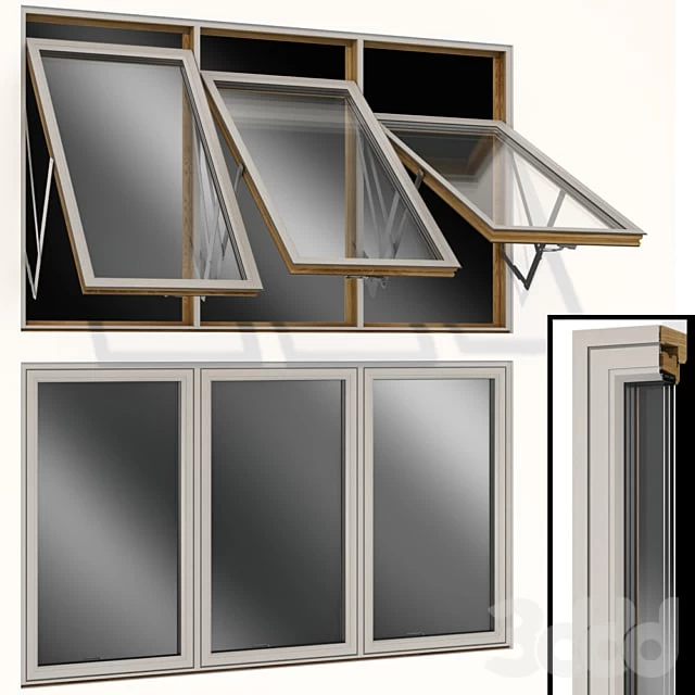 Top swing hinged wooden metal window