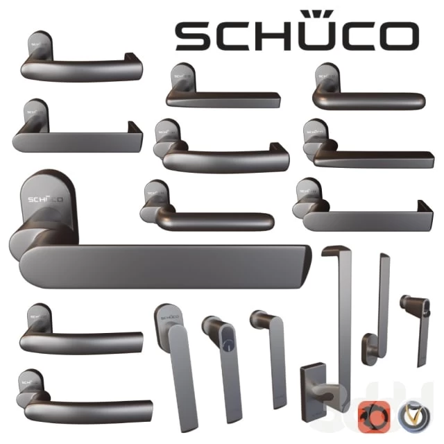 Door knobs (14 pcs), window (6 pcs) Schuco