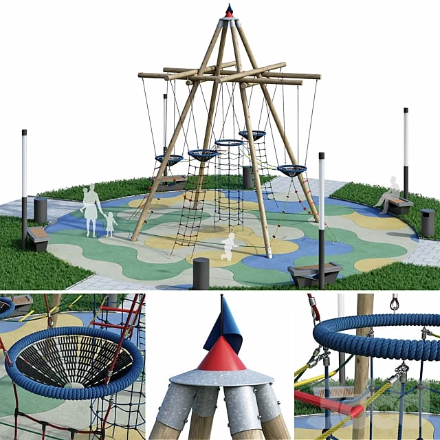 Children's play rope complex. Playground