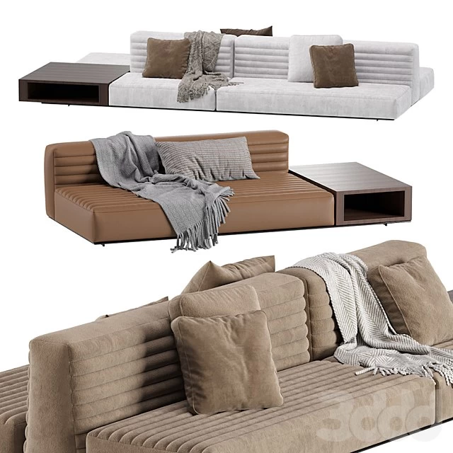 Minotti Roger Modular Sofa 2 Version / Leather & Velvet