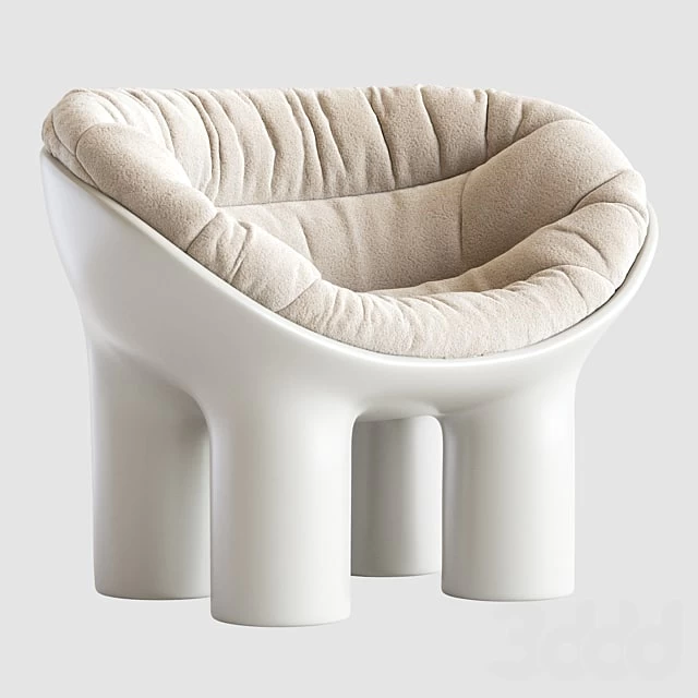 Roly Poly Polyethylene Armchair in Concrete with Cushions by Faye Toogood