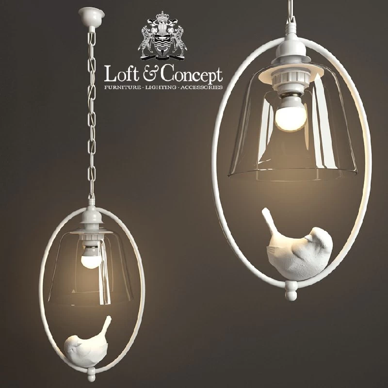 Hanging lamp provence bird oval pendant