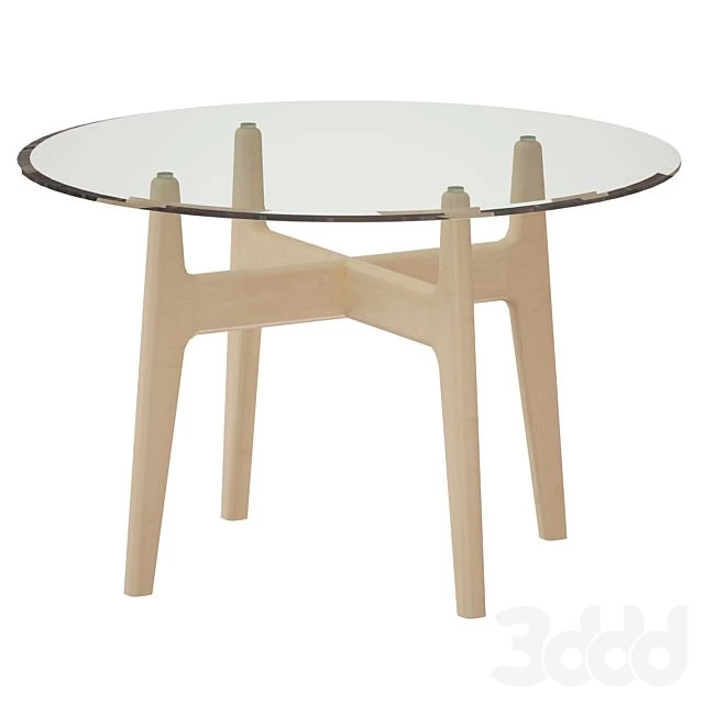 Tate 48 "Round Dining Table with Glass Top and Sand Base (Crate and Barrel)