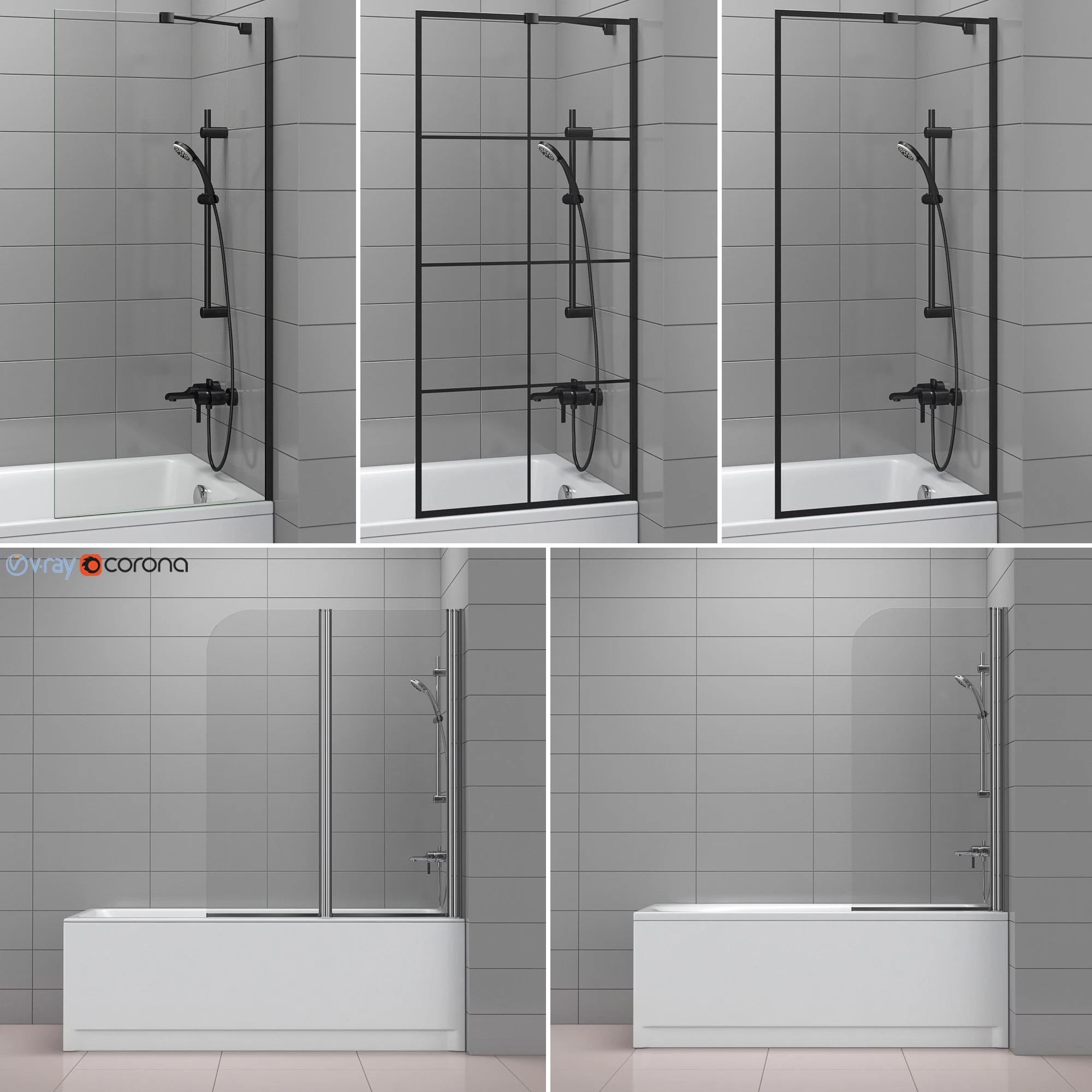 Cersanit and Radaway set 42 bath and bath screens
