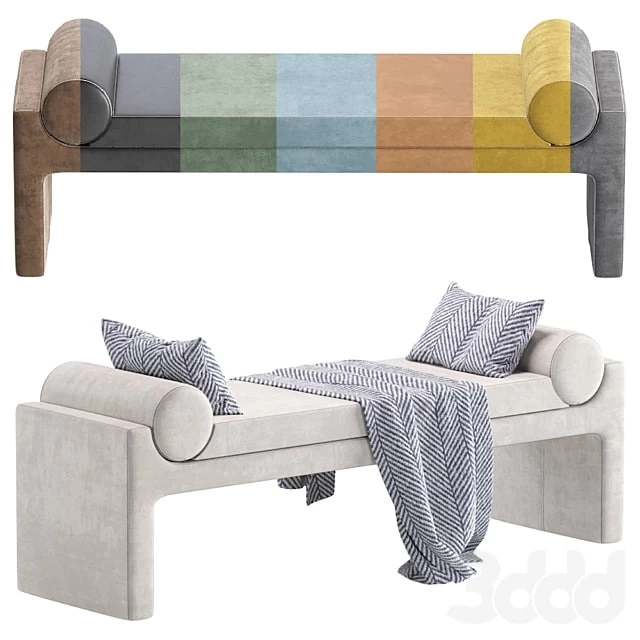 Coco Republic Bleecker Bench Velvet and Leather 8 set