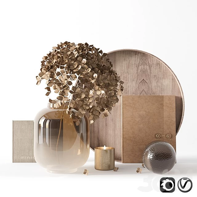 Decorative set with dryed hydrangea