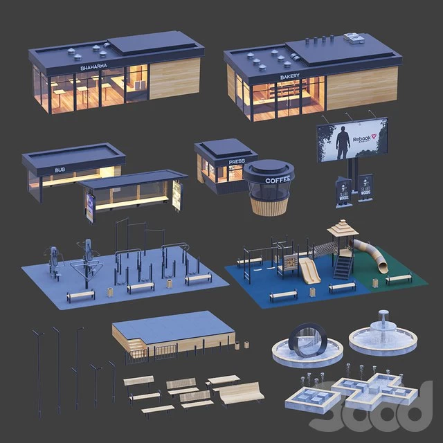 Set of elements in urban style