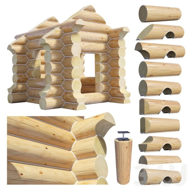 A set of logs to create the log cabins
