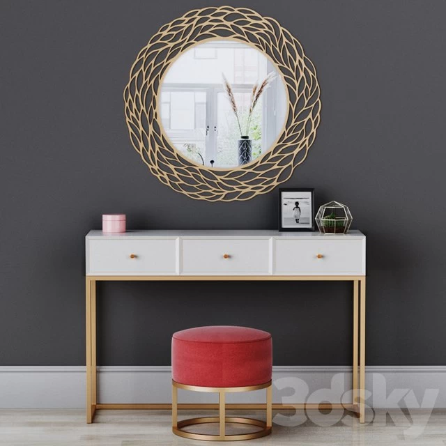 CAZARINA interiors | Dressing table with mirror and ottoman