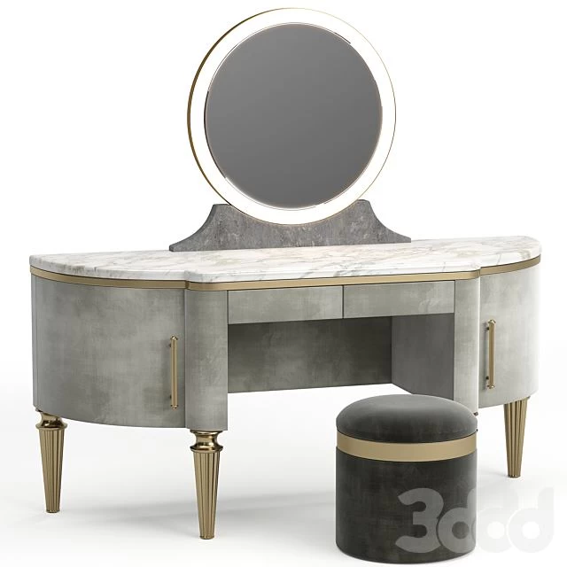 DAME By Longhi dressing table, design by Giuseppe Iasparra with Pouf Loft concept Golden Belt