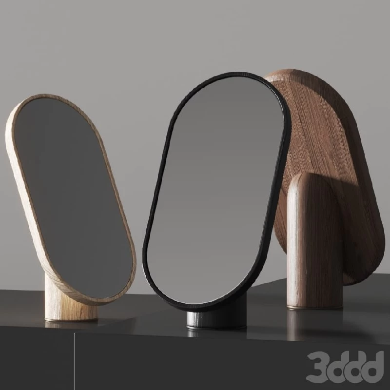 Tre Product Woodturn Table Mirrors