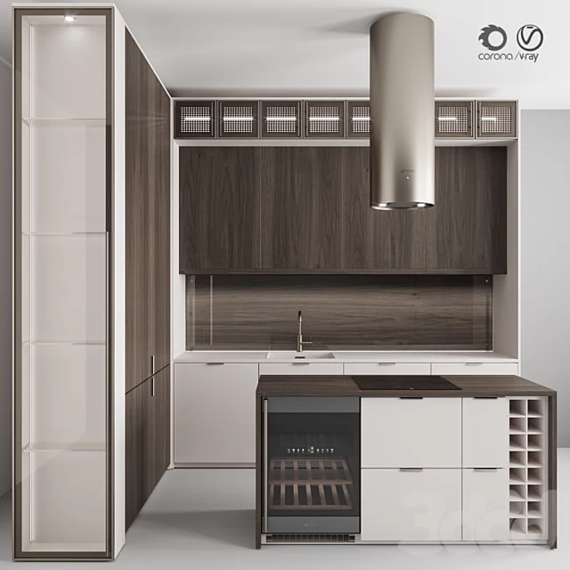 Dark Wood and Beige - Kitchen №100