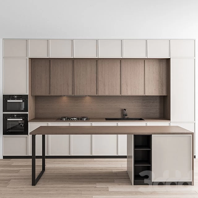 Kitchen Modern - White and Wood with Island 58