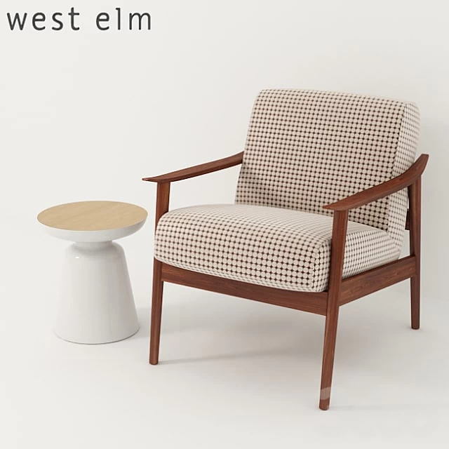West Elm. Mid-Century Show Wood Upholstered Chair + Martini Two Tone Side Table