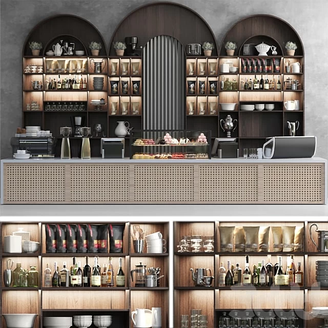 A huge design project for a cafe with desserts and a designer coffee machine. coffee point