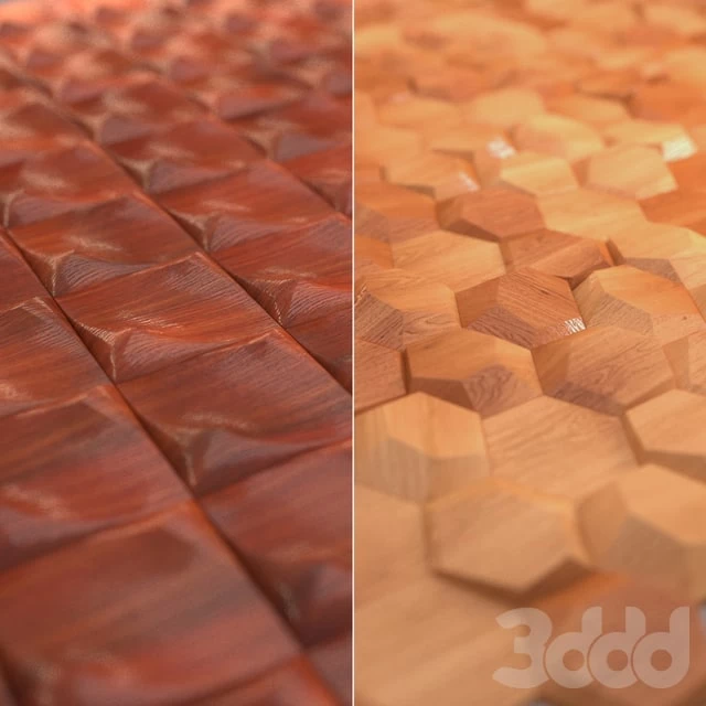 Relief wooden wall tiles