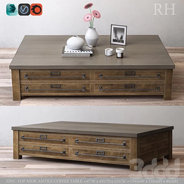 ZINC-TOP MERCANTILE COFFEE TABLE