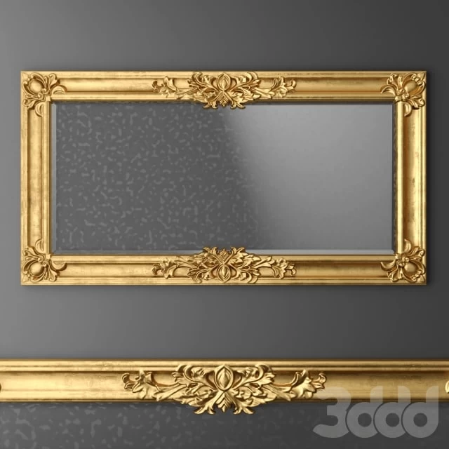 Mirror, baroque, gold, frame, wall decor, luxury, carving, frame