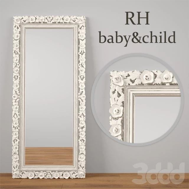 VINTAGE HAND-CARVED FLORAL LEANER MIRROR