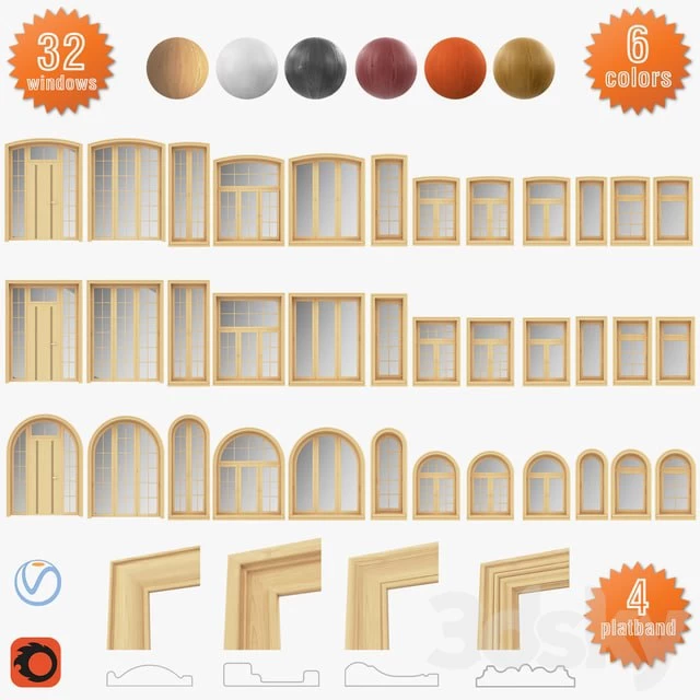 A set of windows from the array of panoramic, arched