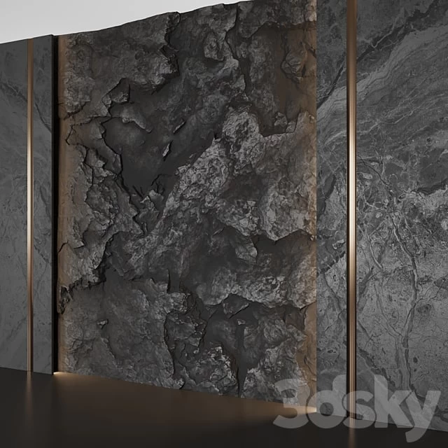Wall panel with a black rock