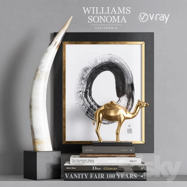William Sonoma - Yak Horn On Black Stand