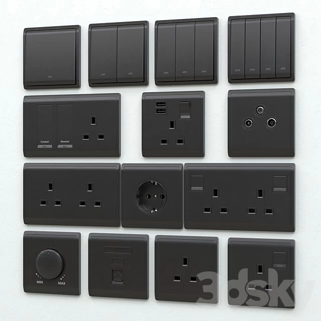 Schneider pieno switches & sockets matte black