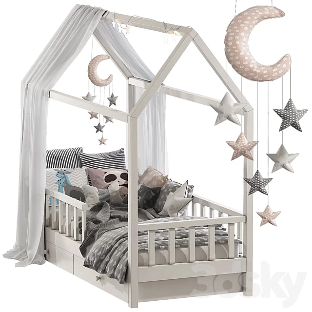 Children's bed with columns 7