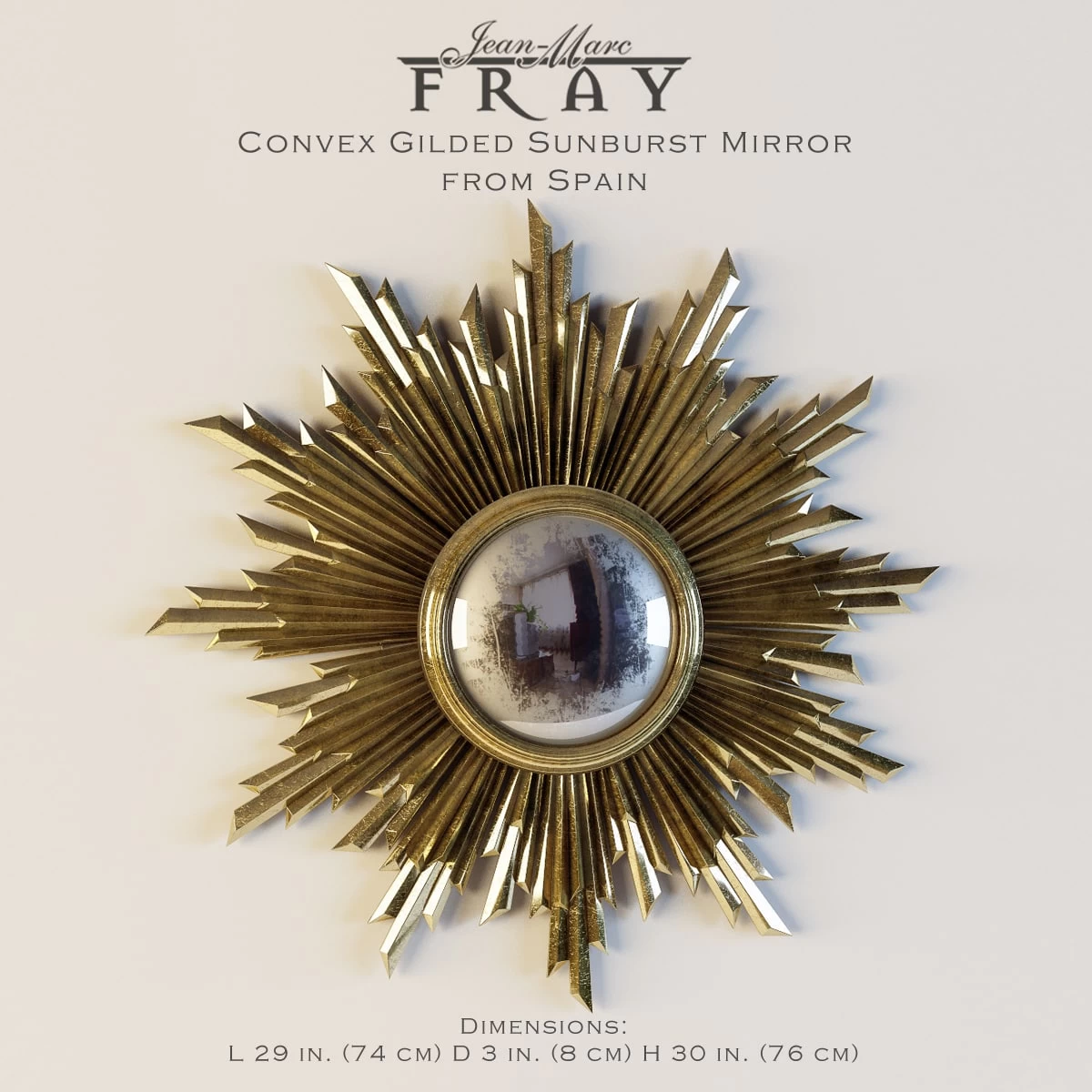 Jean-Marc Fray_Convex Gilded Sunburst Mirror from Spain