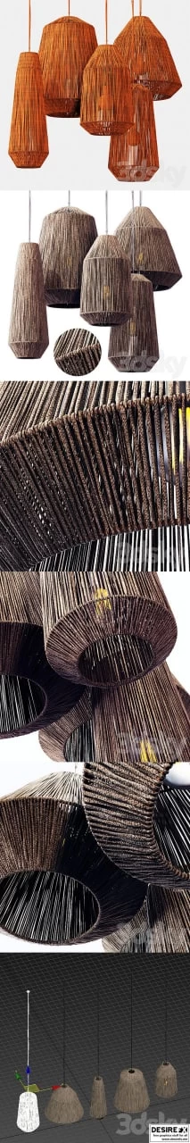 Lamp Barrel Big Rope Chandelier large Barrel Made of Ropes n 2 – 3D Model