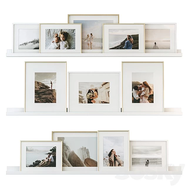 Family photos on the shelves