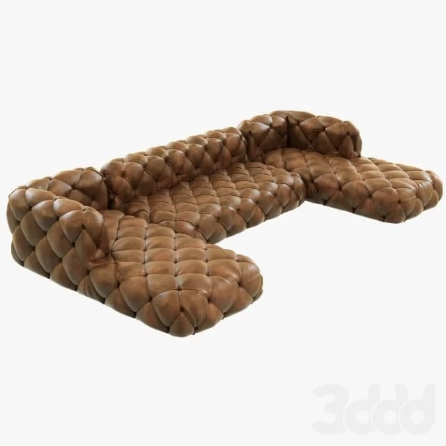 Restoration Hardware Soho Tufted Leather U-