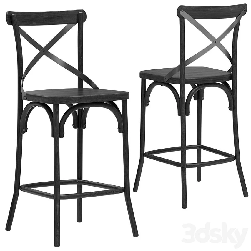 Deephouse semi-bar stool BELLA CROSS black