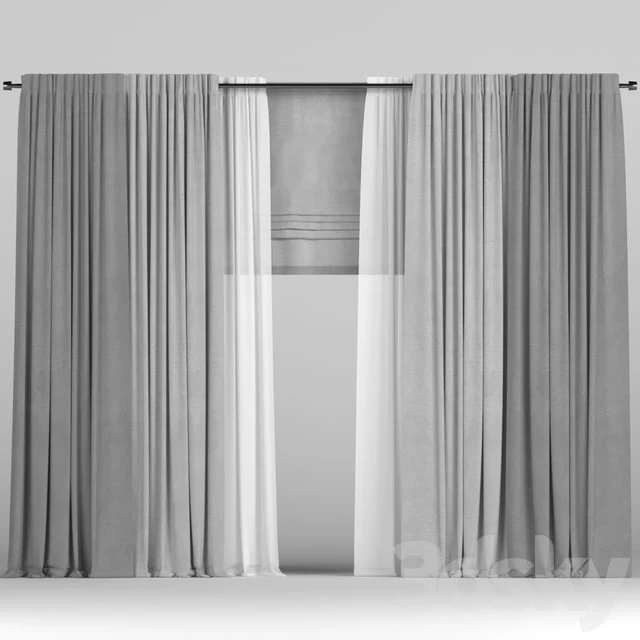 Curtains with roman and tulle