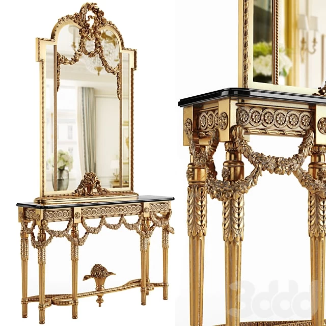 Console and mirror ART. 288 CIN55 by Cappellini Intagli