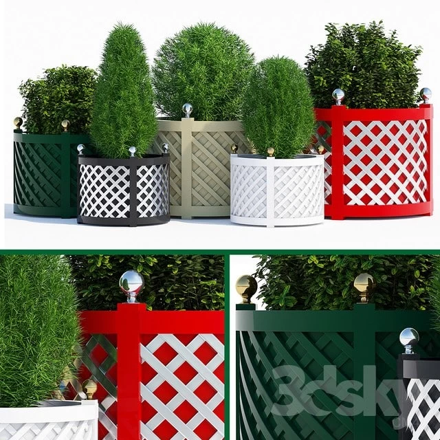 Round treillage planters