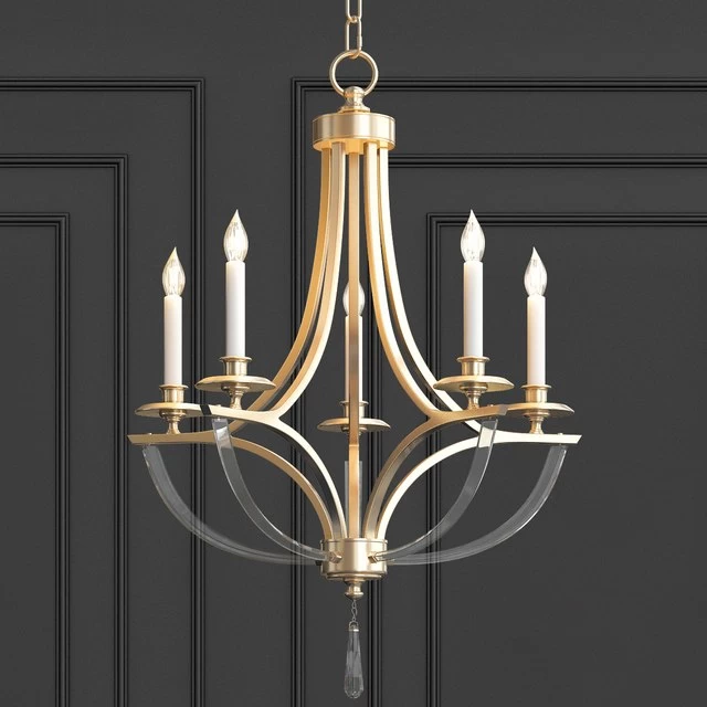 Bent 5-Light Crystal Chandelier